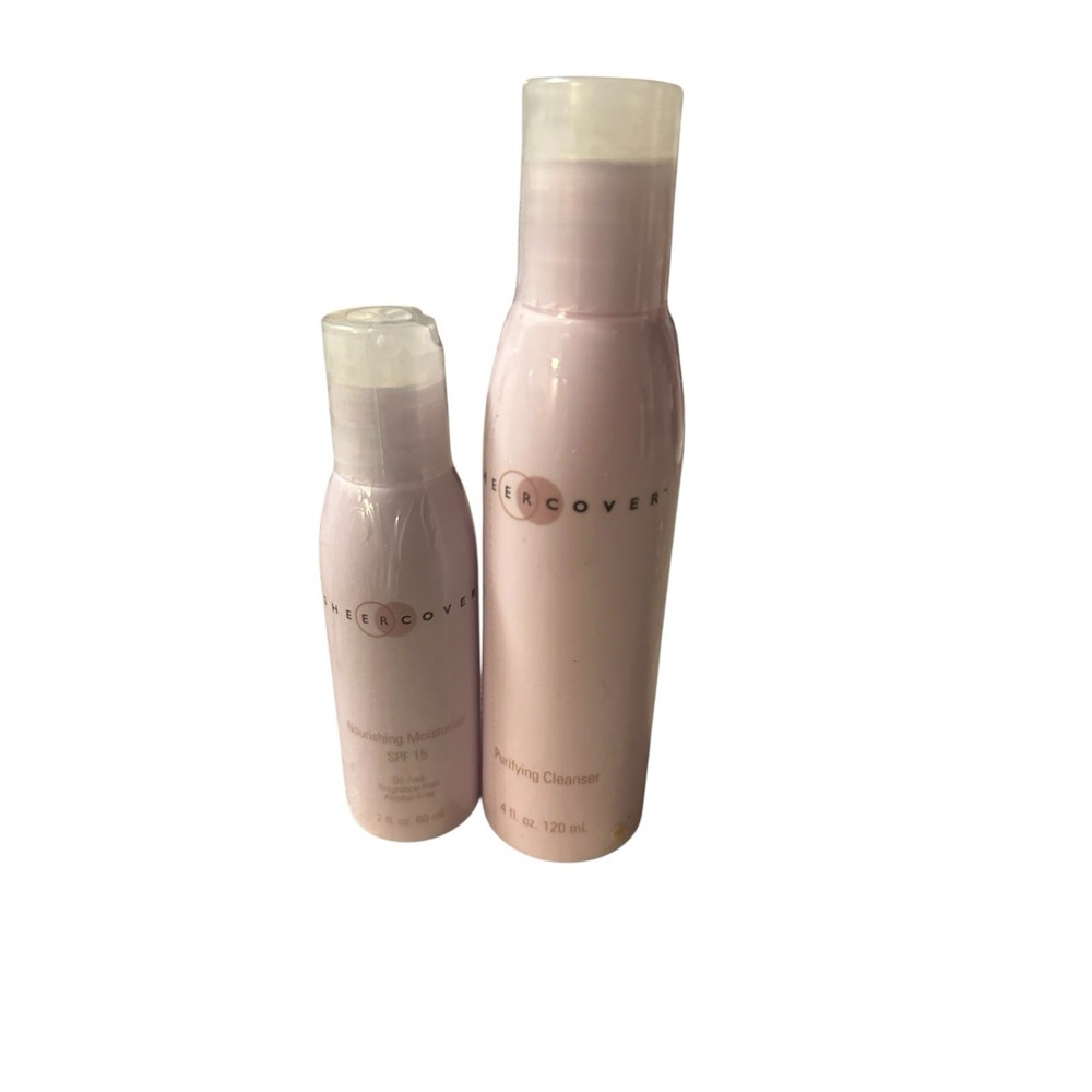 Sheer Cover Lot of 2 PURIFYING CLEANSER 4oz‎ & 2oz Moisturizer NOS Expired